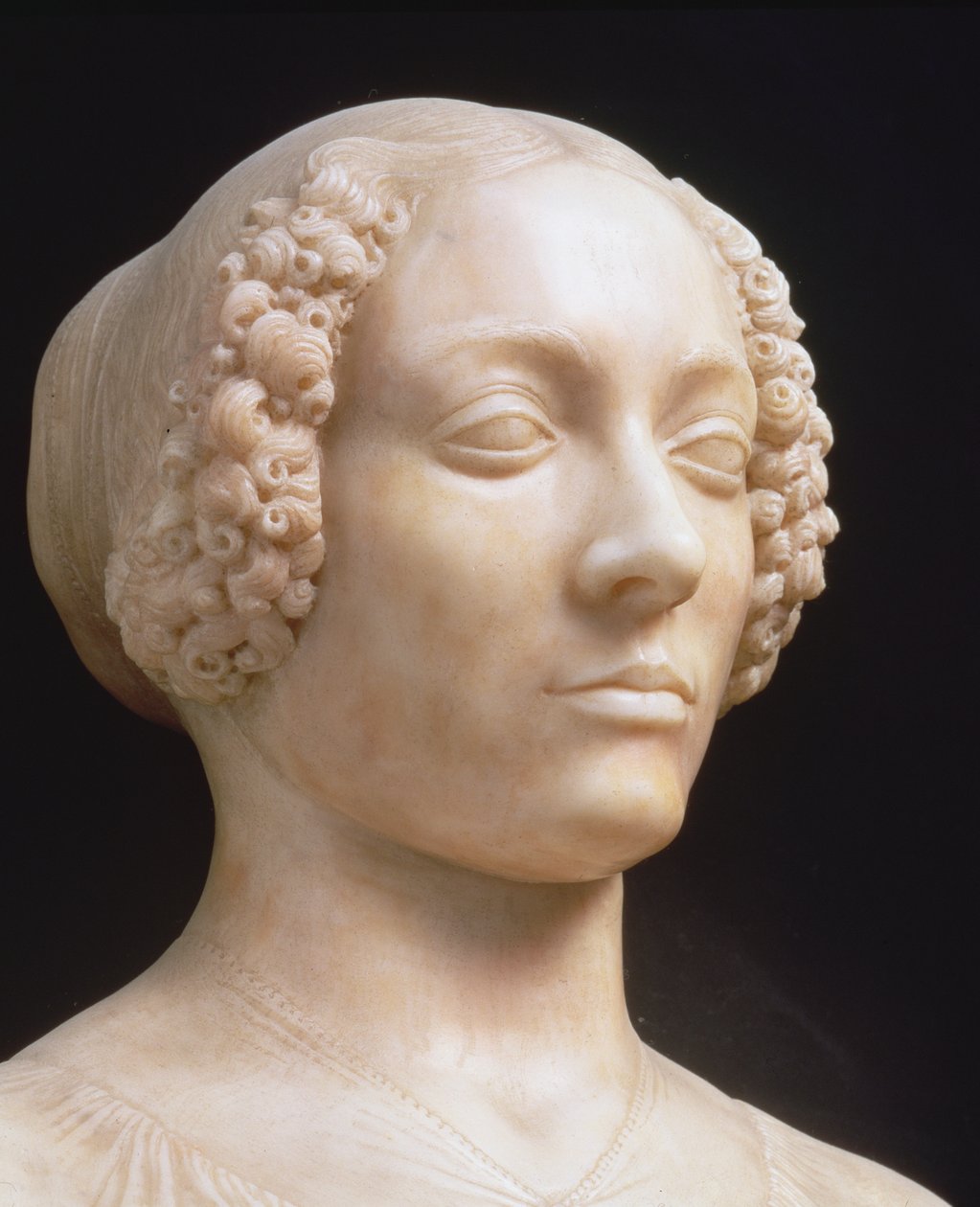 Kvinde med en buket, ca. 1475-80 marmor detalje af 434102 af Andrea del Verrocchio