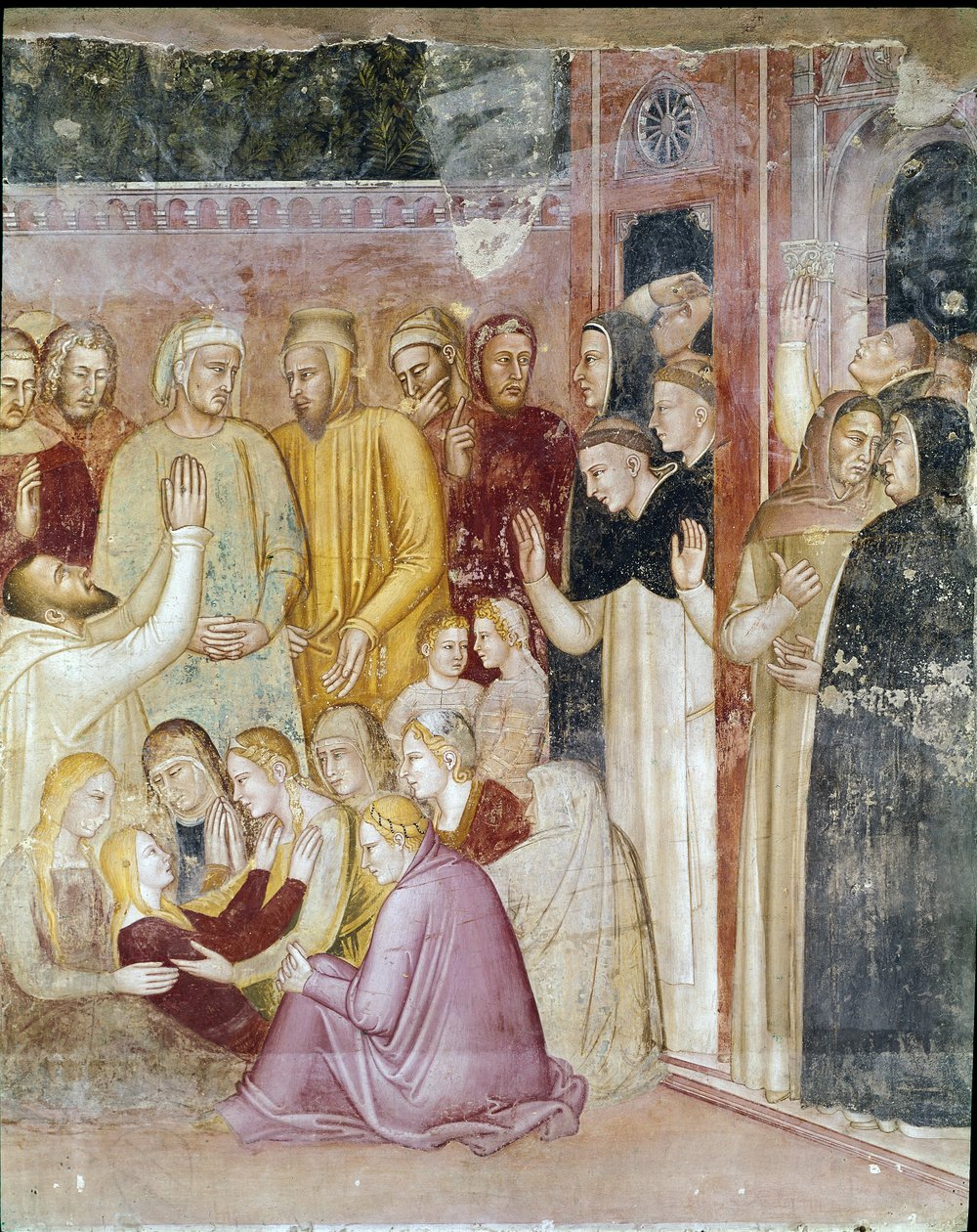 Sankt Peter Martyr helbreder den lammede Anna af Andrea di Bonaiuto (fl.1343 77)
