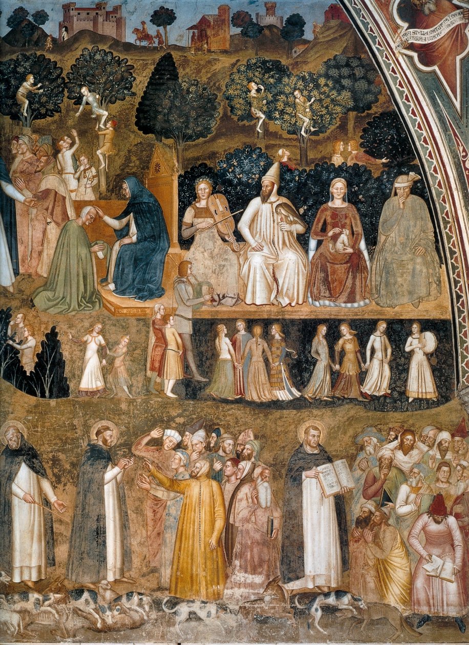 Kirkens triumf, Church Militant and Triumphant Alternativ(e) titel(r):  Allegori om den aktive og triumferende kirke og dominikanerordenen af Andrea di Bonaiuto