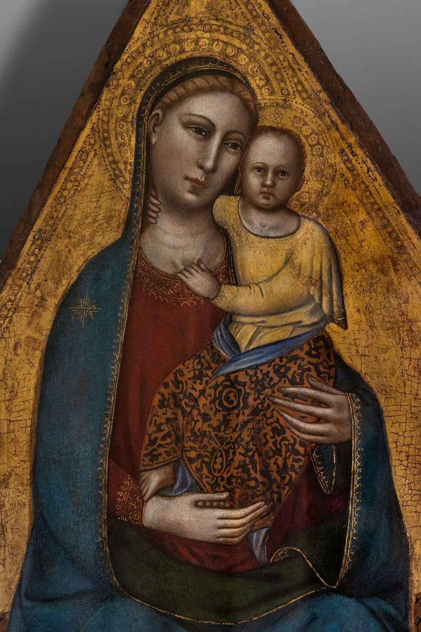 På tronen Madonna og Jesusbarnet af Andrea di Cione (attr.to) Orcagna