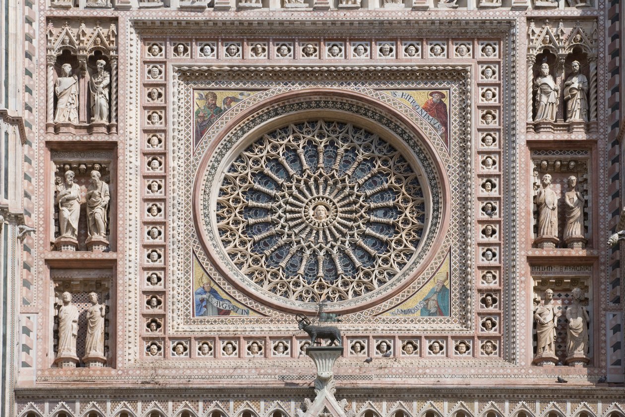 Rose vindue, Santa Maria Assunta-katedralen, Orvieto, Umbrien, Italien af Andrea di Cione Orcagna