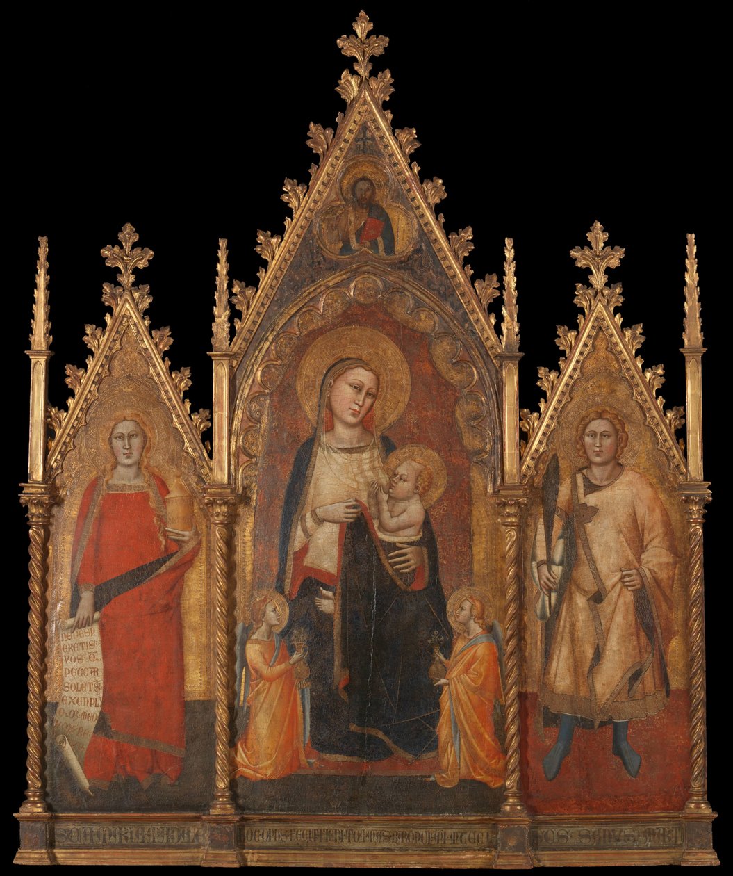 Triptykon med Jomfru og Barn, og de hellige Maria Magdalena og Ansanus af Andrea di Cione named Orcagna