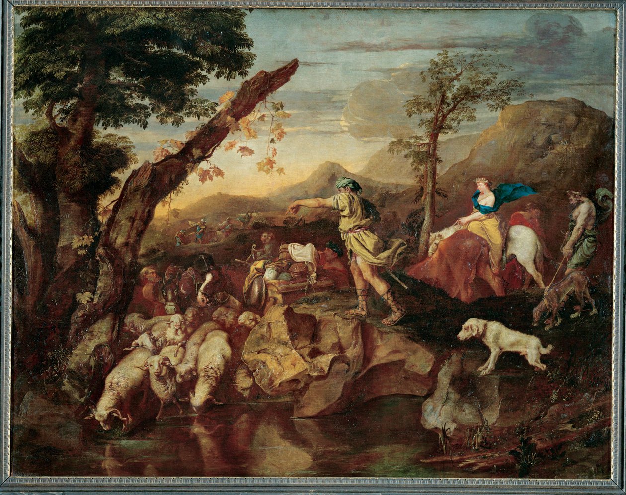 Auszug Jakobs nach Kanaan - Jacob rejser til Kanaan ... (maleri på lærred) af Andrea di Leone