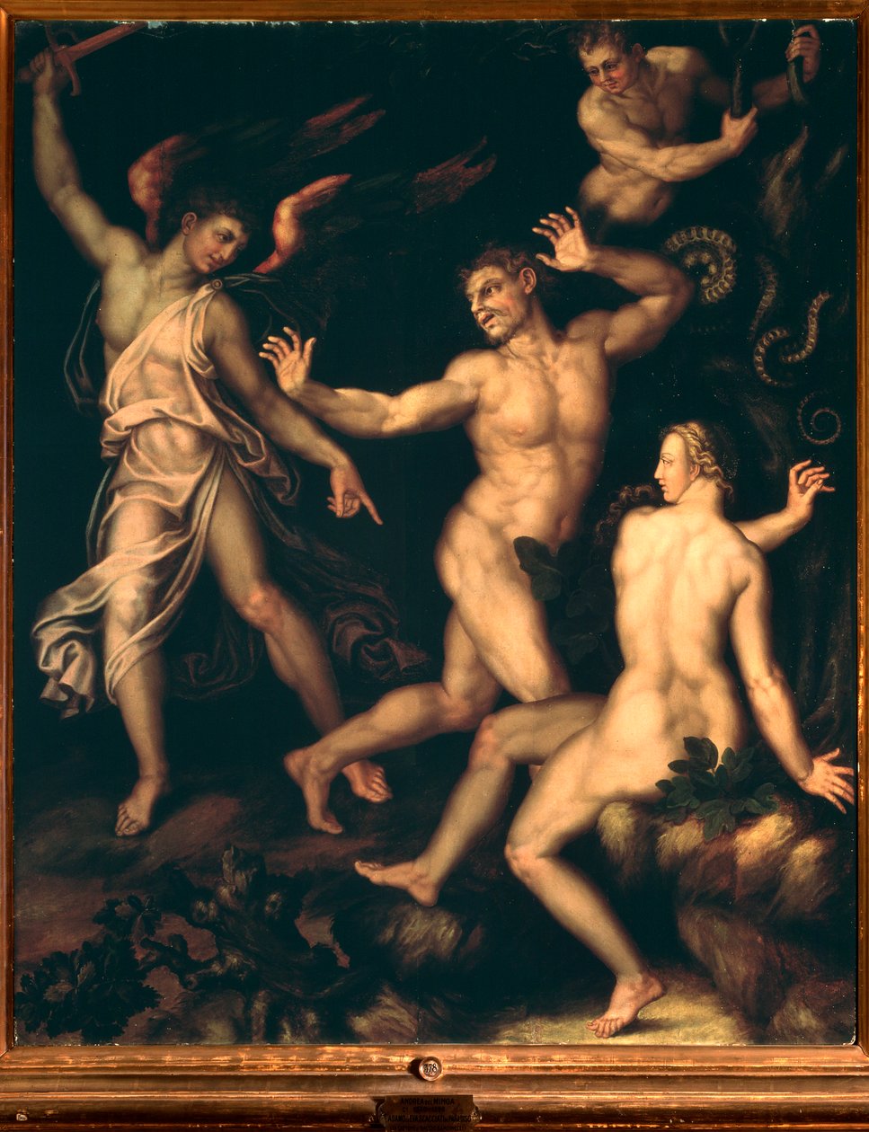 Adam og Eva fordrevet fra paradis (Maleri af Andrea di Mariotto del Minga