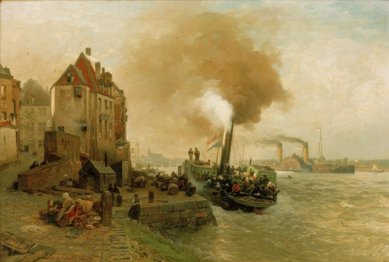 Kulporten ved bredden af ​​Rhinen i Düsseldorf af Andreas Achenbach