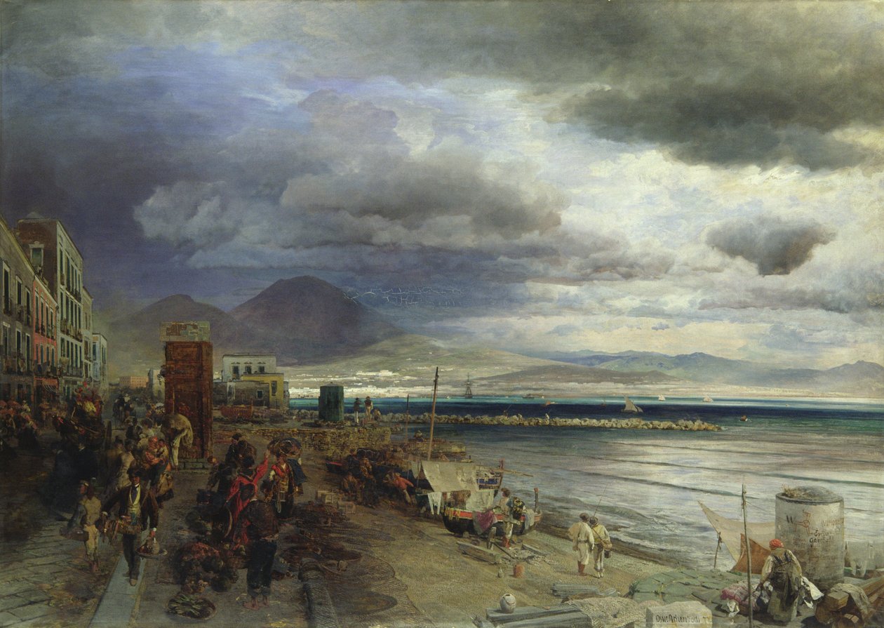 Kysten af Napoli, 1877 af Andreas Achenbach