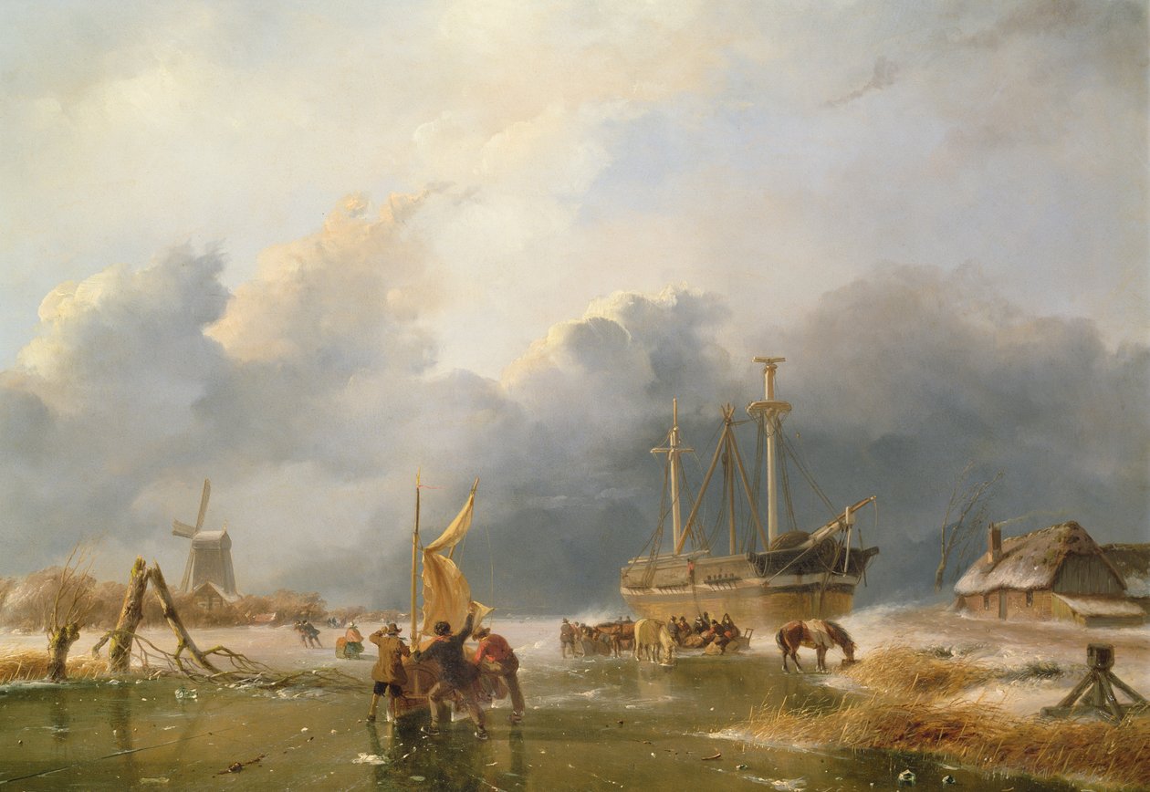 Vinterscene af Andreas Schelfhout