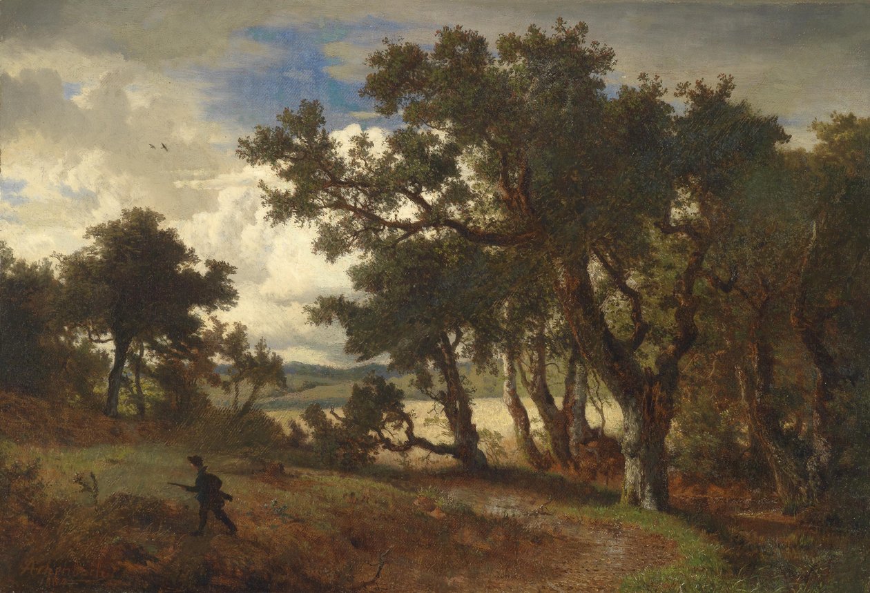 Jæger i landskab af Andreas Achenbach