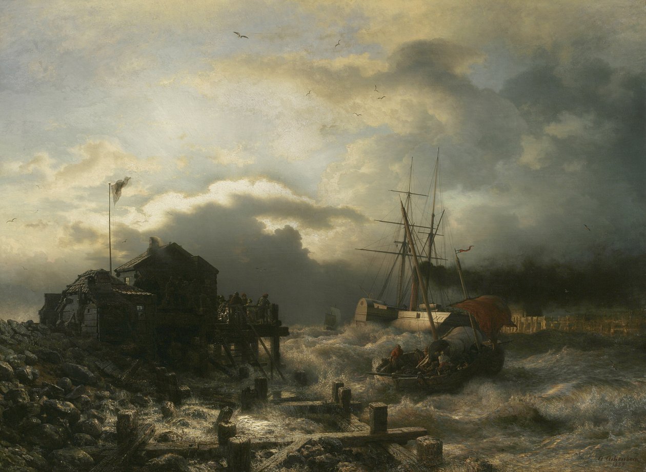 Ud for Oostende, 1859 af Andreas Achenbach