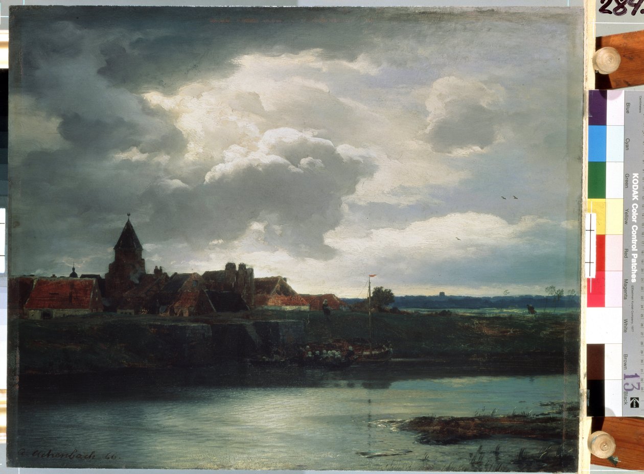 ""Landskab ved en flod"" (Landskab med en flod) Maleri af Andreas Achenbach (1815-1910) 1866 Sankt Petersborg, Eremitagemuseet af Andreas Achenbach