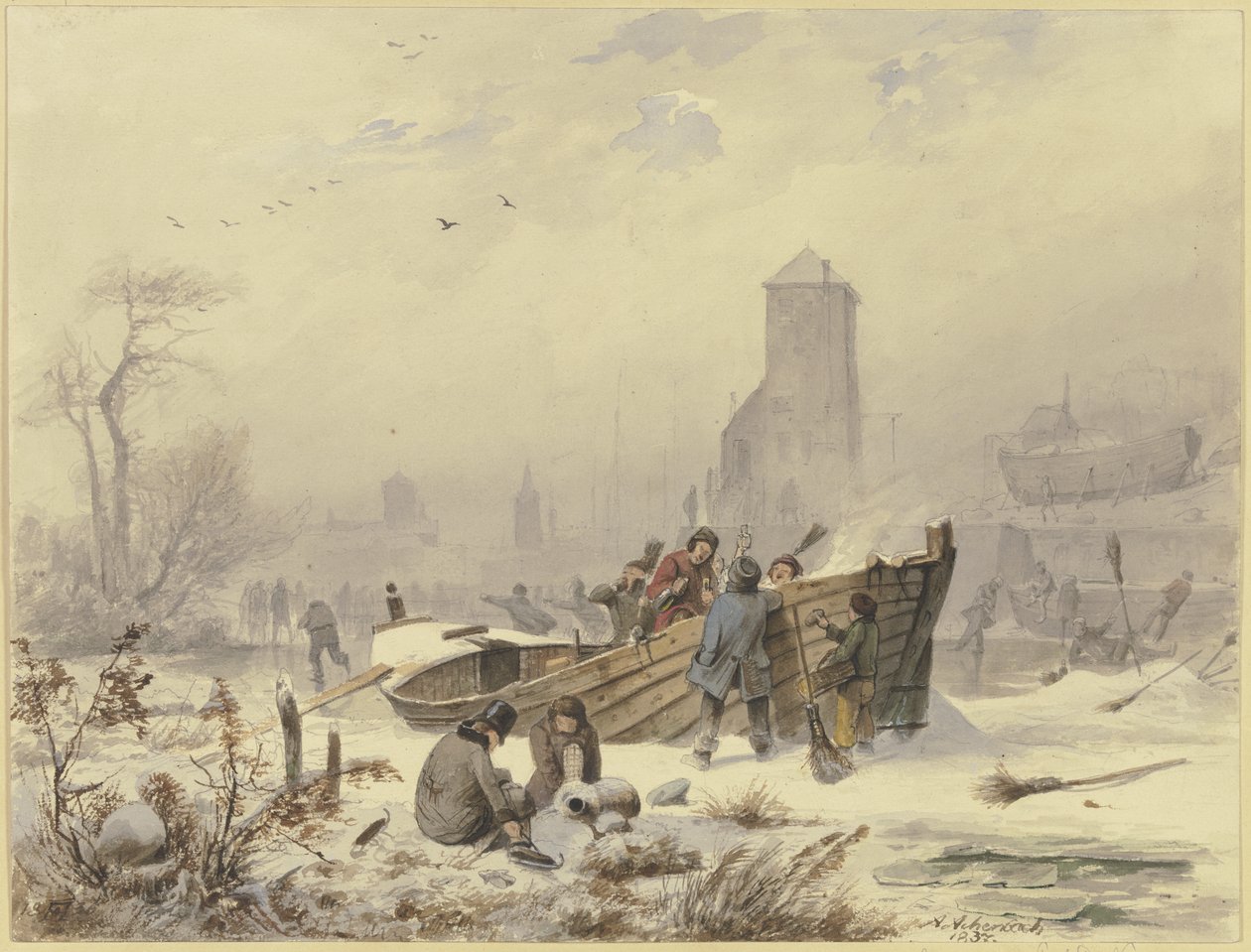 Skibsfører ved et fastfrosset skib af Andreas Achenbach