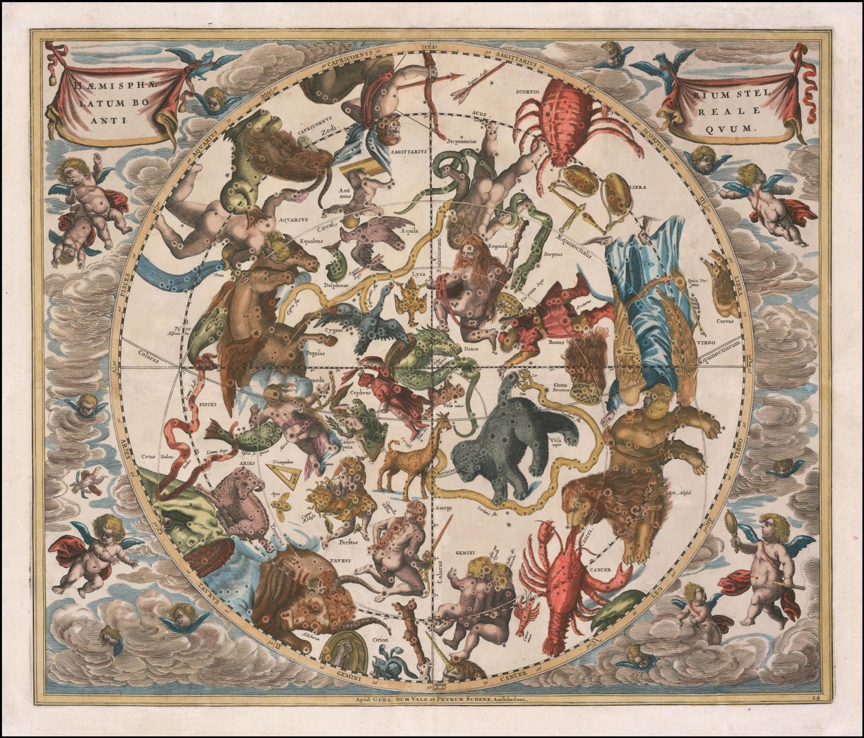 Himmelkort fra 1660 - Haemisphaerium Stellatum Boreale Antiquum af Andreas Cellarius