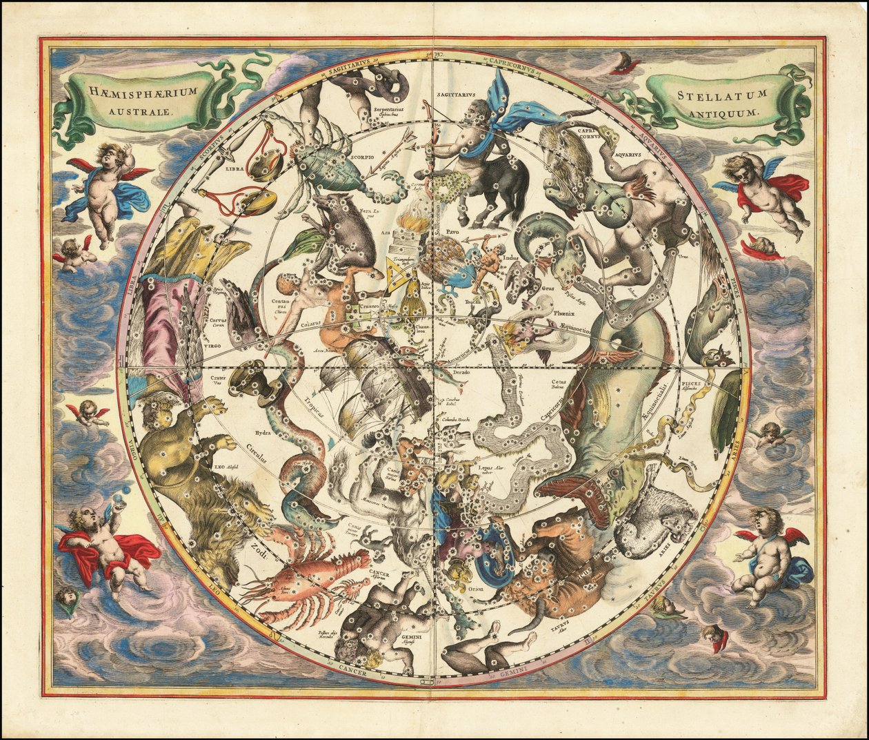 Himmelkort fra 1660 over stjernebillederne på den sydlige halvkugle af Andreas Cellarius