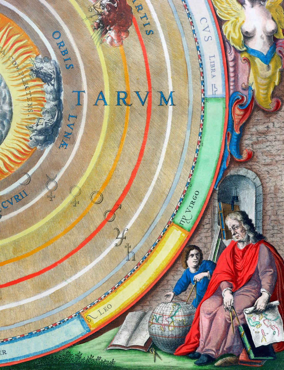 En astronom, detalje fra et kort over planeterne, 1660-1661 af Andreas Cellarius