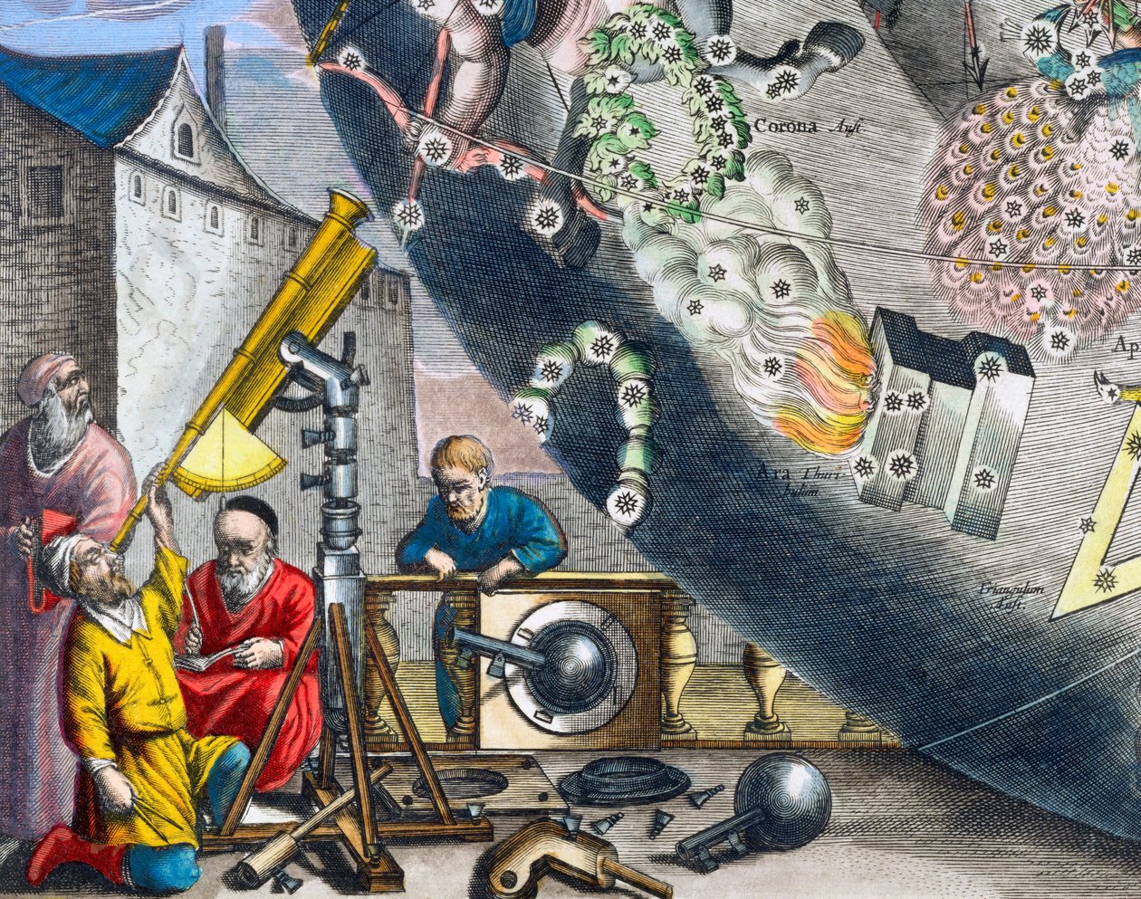 Astronomer ser gennem et teleskop, 1660-1661 af Andreas Cellarius
