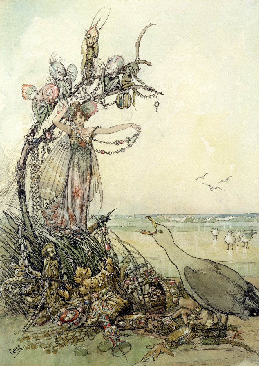 Juveler i vask (pen & blæk, wc, gouache på papir) af Andreas Duncan Carse