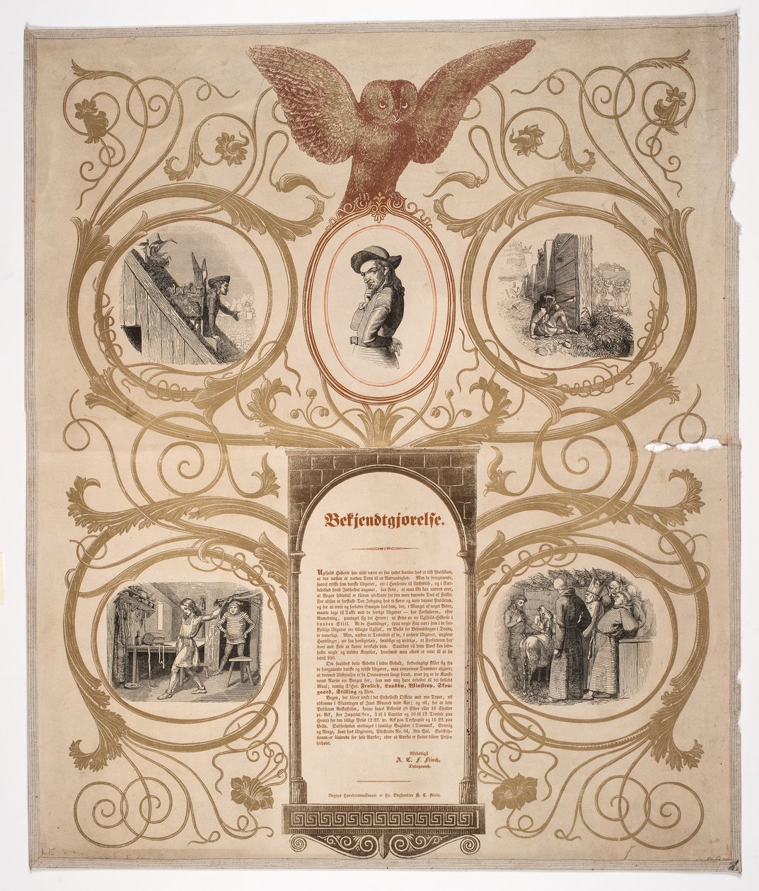 Boghandlerplakat til Uglspils Historie af Andreas Flinch