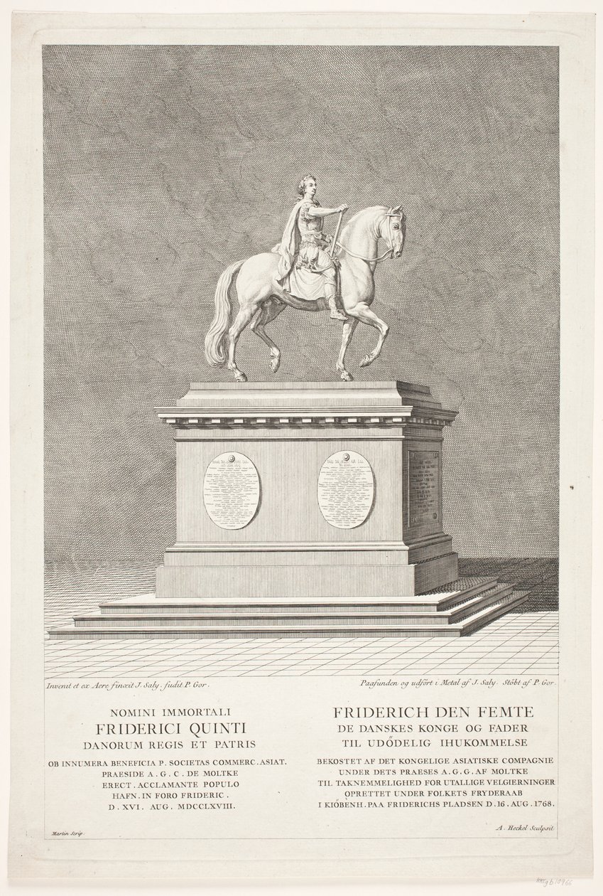 Rytterstatuen af Frederik V på Amalienborg Slotsplads af Andreas Heckel