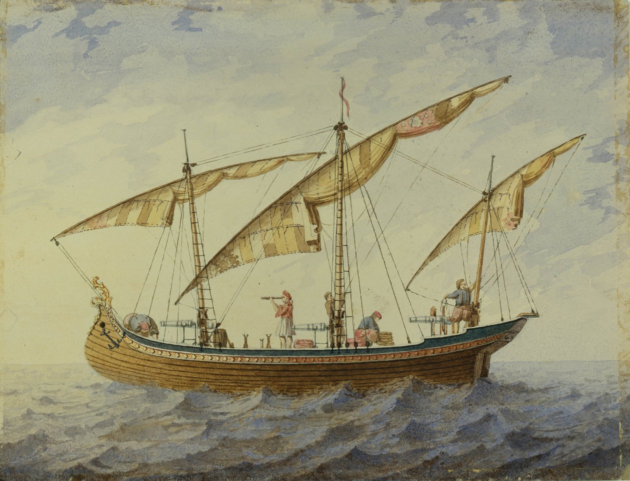 Scenedesign til balletten Corsair af A. Adam, 1863 af Andreas Leonhard Roller