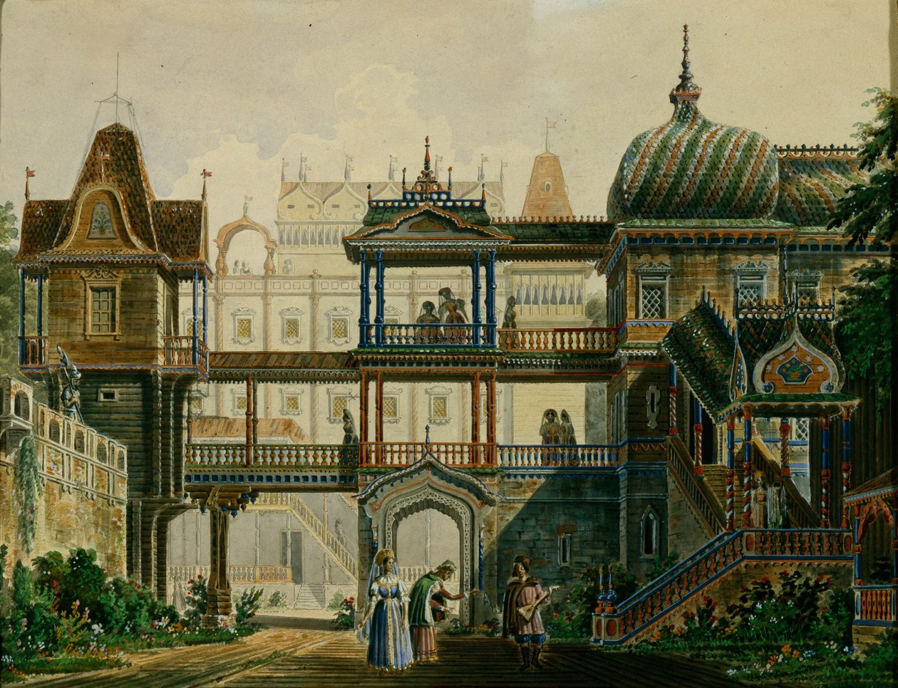 Scenedesign til operaen Askolds Grave af A. Verstovski, 1841 af Andreas Leonhard Roller