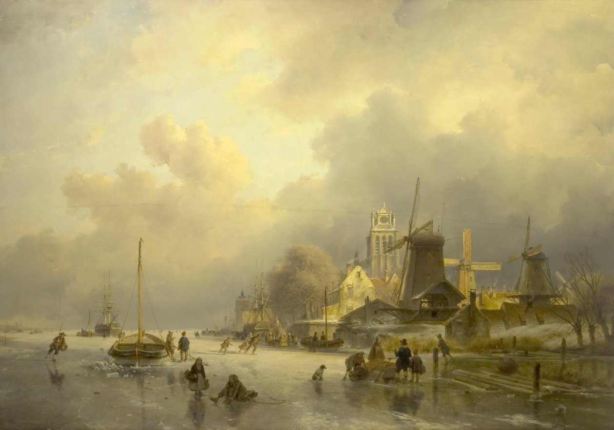 Udsigt over Dortrecht, Savværket, 1843 af Andreas Schelfhout