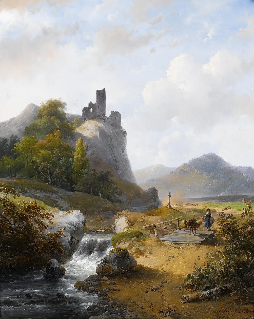 Tysk landskab med ruin af Andreas Schelfhout