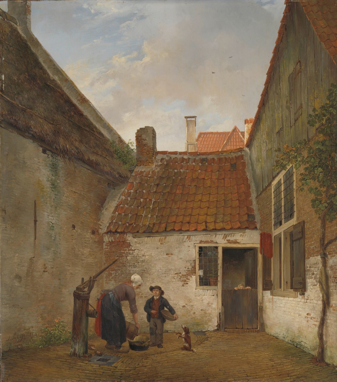 indre gårdhave af Andreas Schelfhout