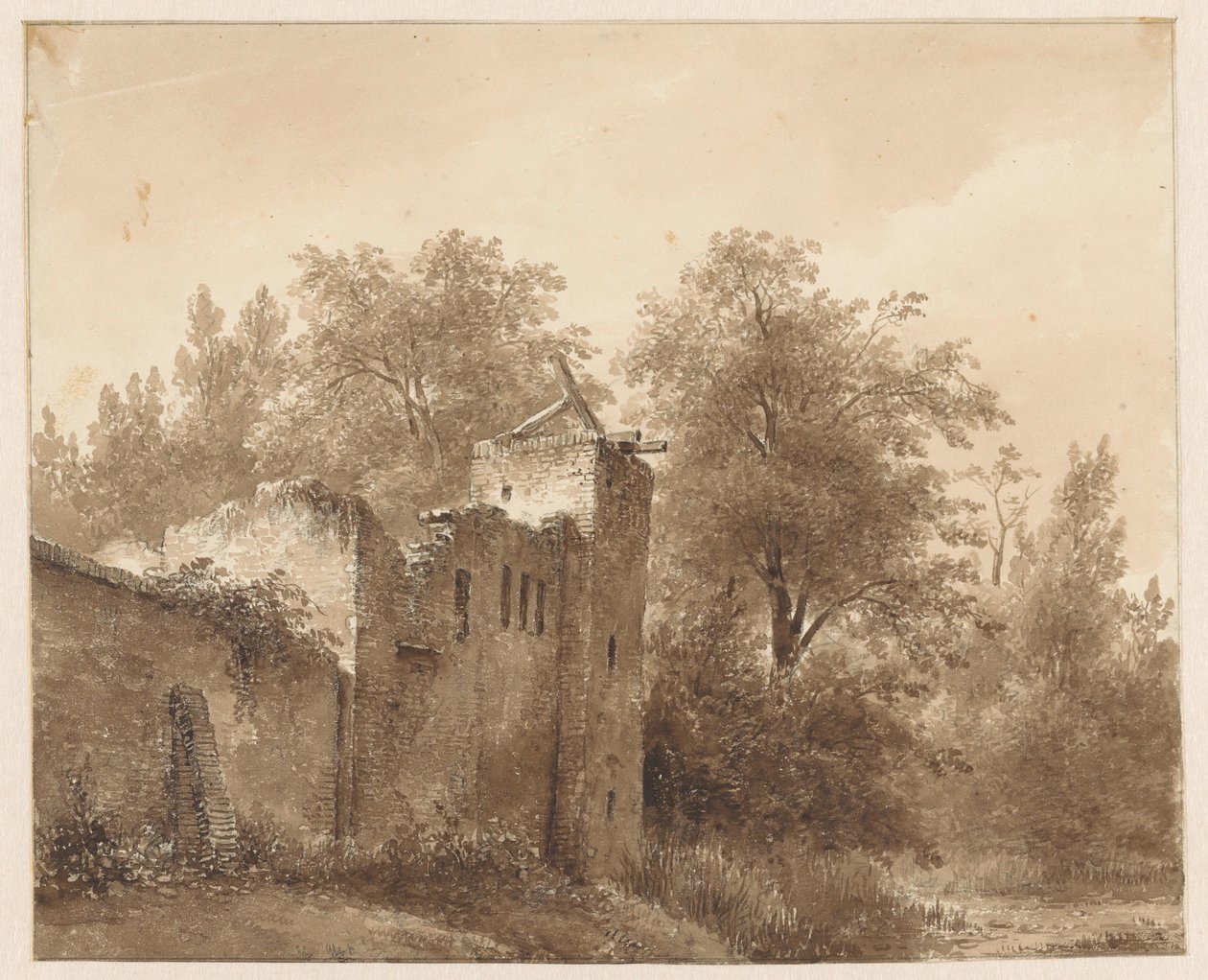 Ruin i et landskab af Andreas Schelfhout