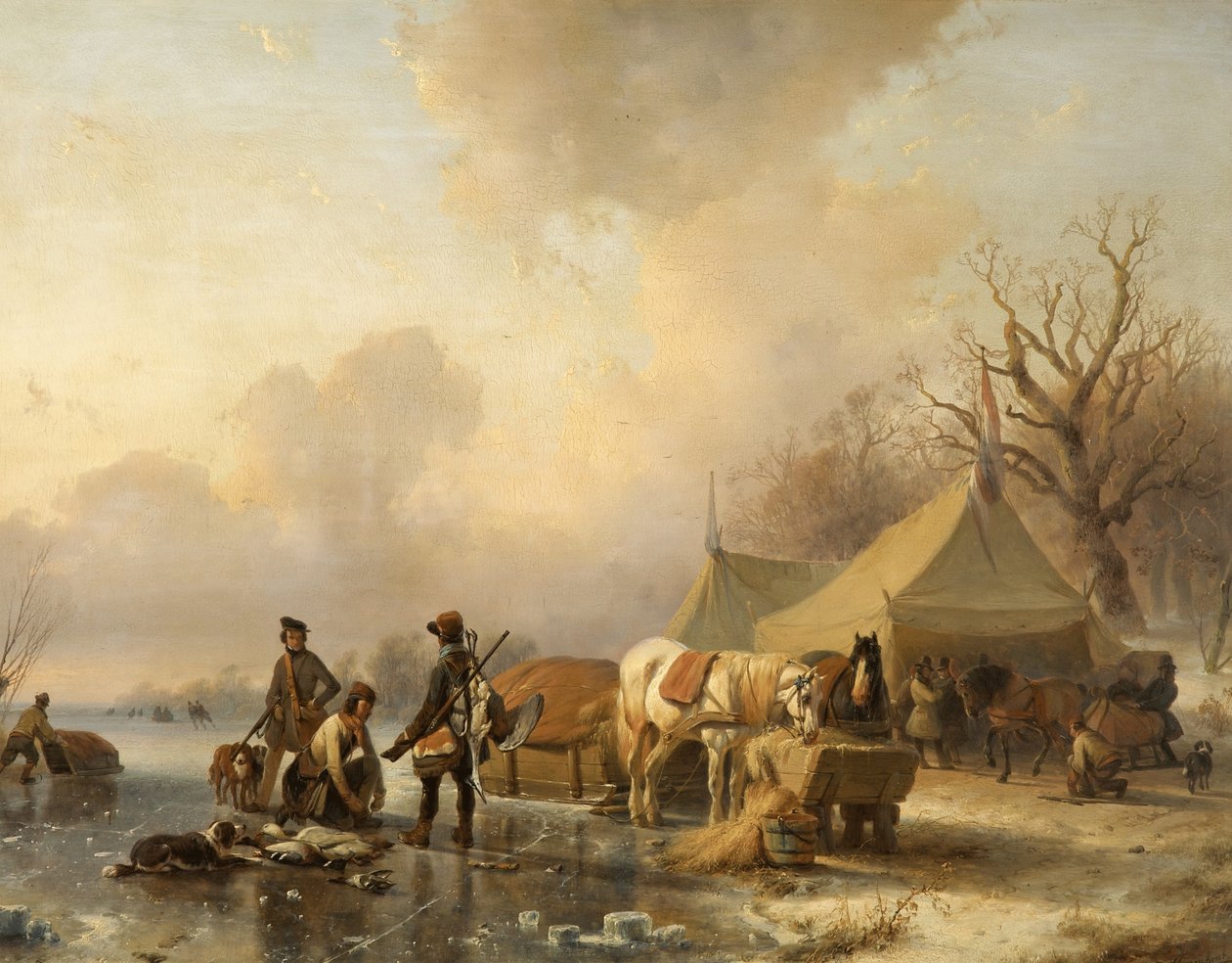 Vinterscene med slæde, 1840 af Andreas Schelfhout