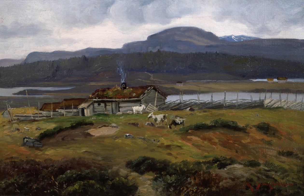 Græsgang med geder af Andreas Singdahlsen