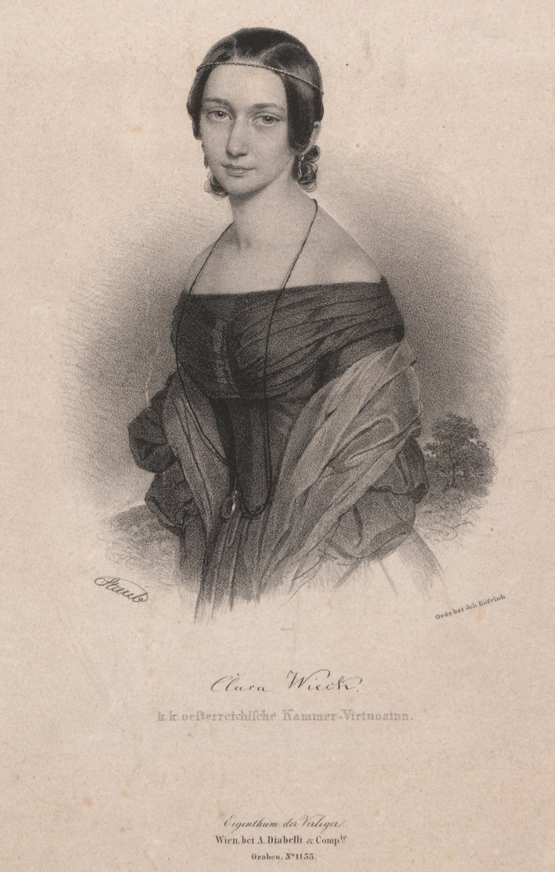 Portræt af Clara Wieck-Schumann 1819-1896, 1838. af Andreas Staub