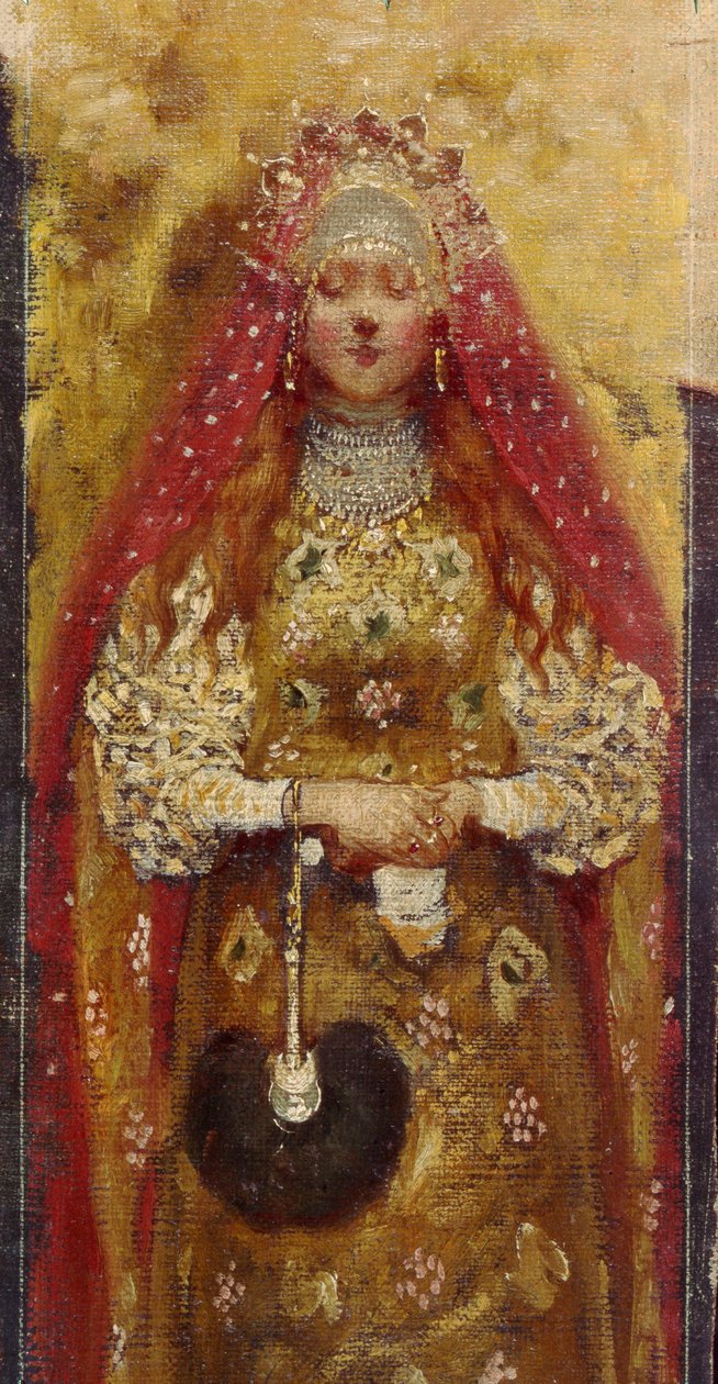 Boyar kvinde (board, boiar). Detalje. Maleri af Andrei Petrovich Ryabushkin (Riabutchkin) (1861-1904), olie på lærred af Andrei Petrovich Ryabushkin