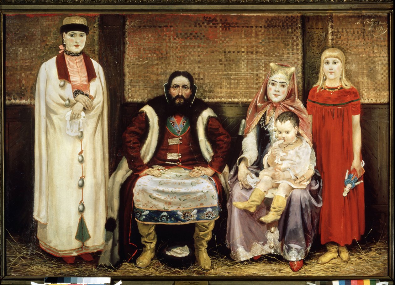 Købmandsslægten i 1600-tallet. Maleri af Andrei Petrovich Ryabushkin (Riabutchkin) (1861-1904), olie på lærred af Andrei Petrovich Ryabushkin