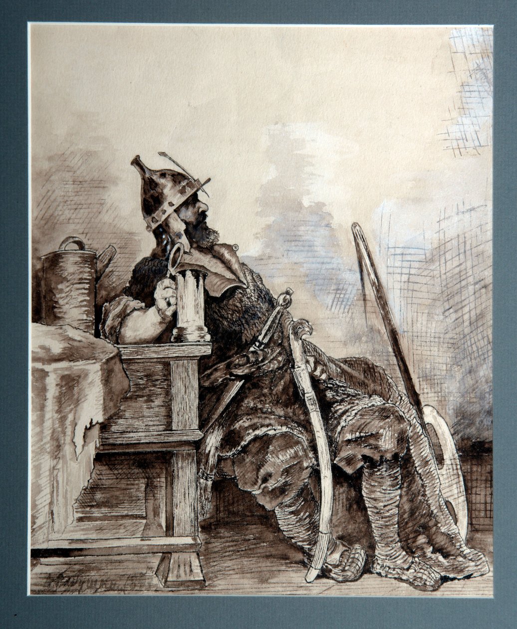 ""Representation du heros russe middelalderlige Bogatyr, chevalier errant"" Aquarelle de Andrei Petrovich Riabouchkine (Ryabushkin) (1861-1904) 1893 Dim 29,7x26,7 cm Regional Art Gallery, Perm af Andrei Petrovich Ryabushkin