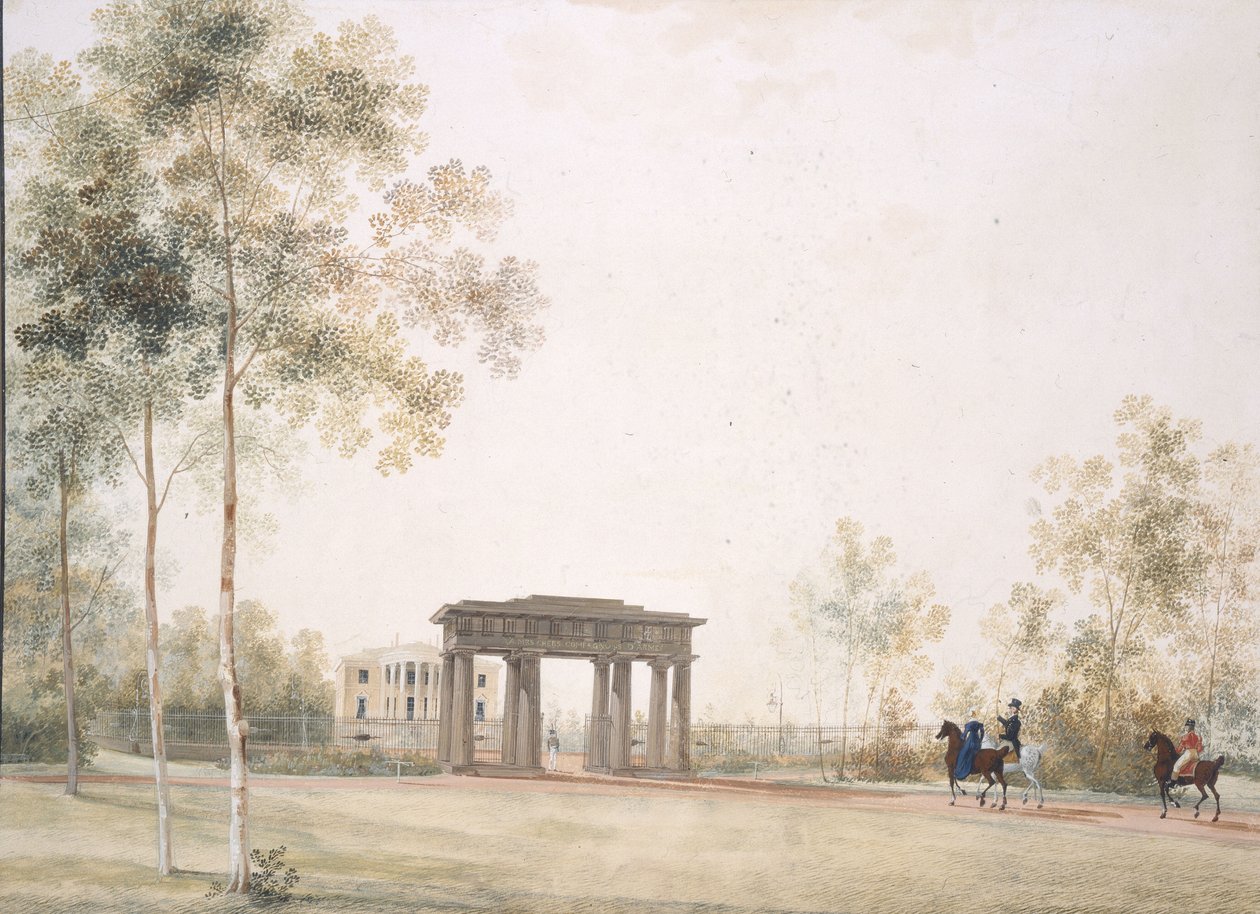Porten til parken i Tsarskoye Selo, efter 1821 af Andrei Yefimovich Martynov