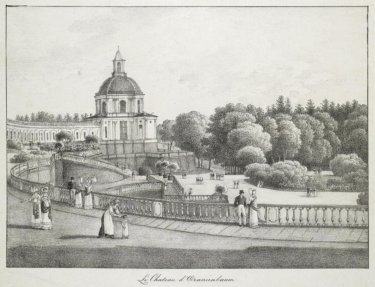 Udsigt over kirken i det store palads i Oranienbaum, 1821-1822 af Andrei Yefimovich Martynov