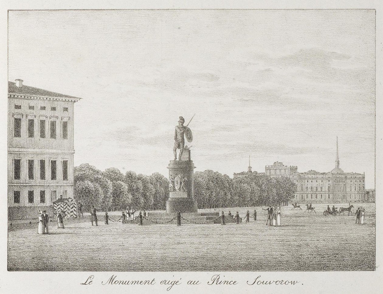 Udsigt over Mars-feltet og Suvorov-monumentet i Sankt Petersborg, 1821-1822 af Andrei Yefimovich Martynov
