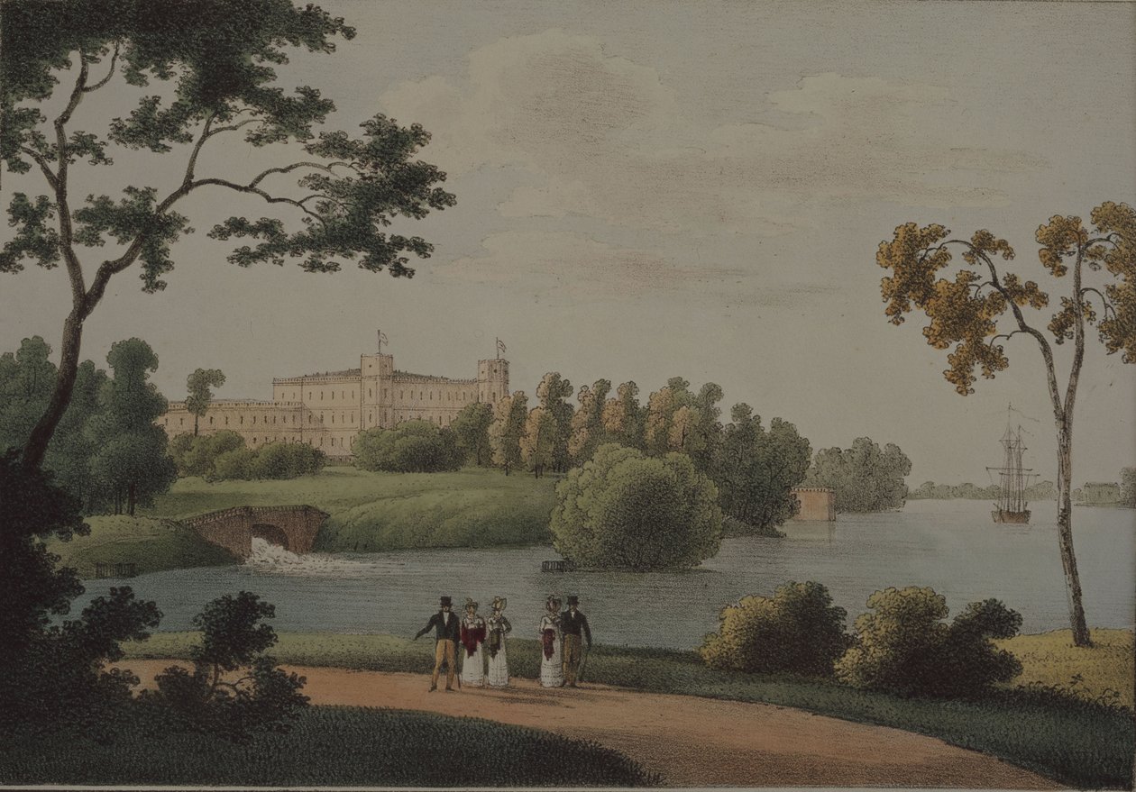 Udsigt over Gatchina-paladset, 1821 af Andrei Yefimovich Martynov