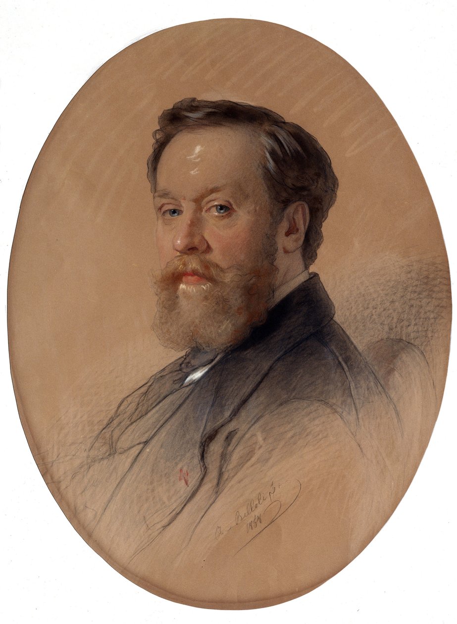 ""Portræt af adelens marskal V Y Tulinov"" (Portræt af adelens marskal V.Y. Tulinov) Pasteltegning af Andrei Belloli (1820-1881) 1868 Ivan Kramskoy Museum of Fine Arts (eller Kramskoi) i Voronezh (Voronezh) , Rusland. af Andrej Franzowitsch Belloli