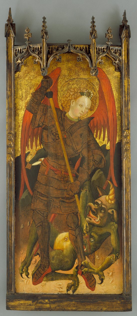 Sankt Michael kæmper mod dragen, ca. 1400 (tempera på panel) af Andres Marcal de Sas