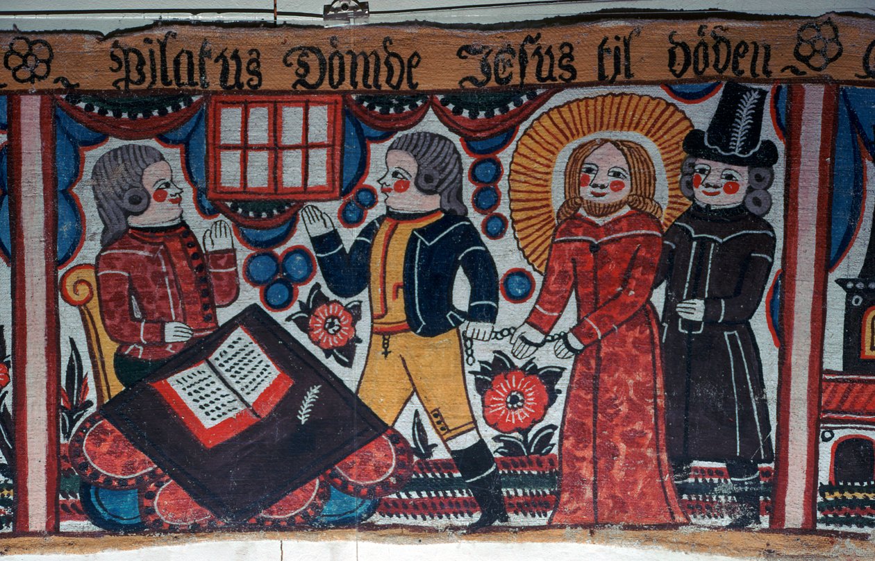 Afbildning af Kristus før Pontius Pilatus fra Sverige, 1800-tallet af Andres Palsson