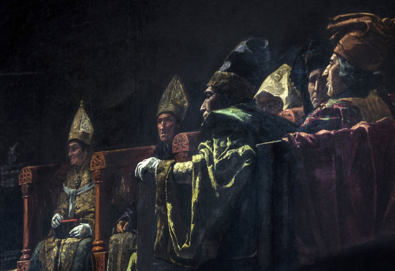 Compromis de Caspe (1412) - Historiemaleri: Caspes kompromis af Parlade y Heredia, Andres (1859-1933) af Andres Parlade y Heredia