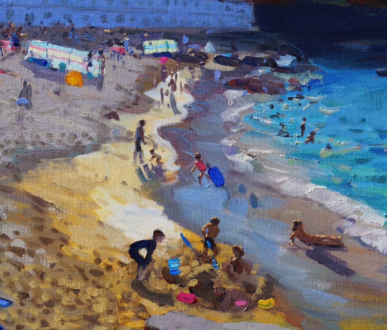 Detalje af udsigt over Porthmeor-stranden, St Ives, 2015, af Andrew Macara