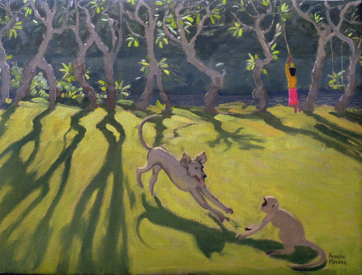 Hund og abe, Sri Lanka, 1998 af Andrew Macara
