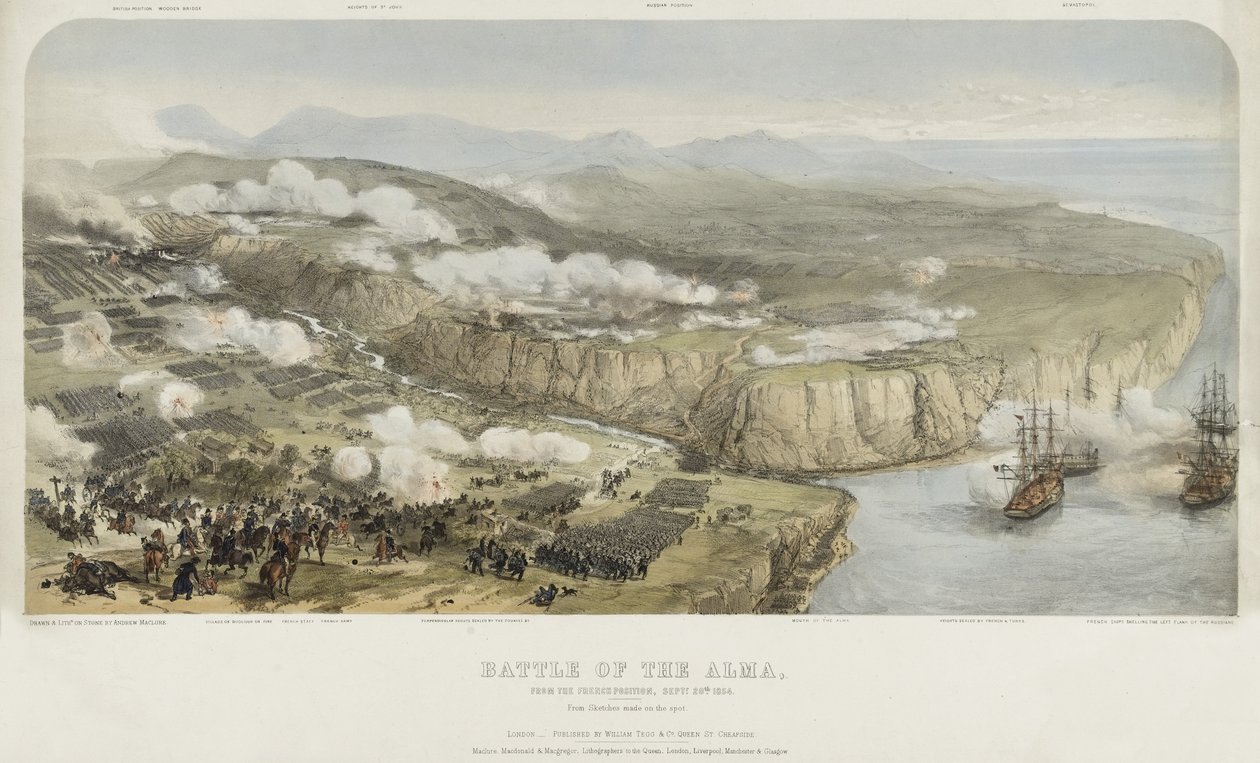 Slaget ved Alma fra den franske stilling den 20. september 1854, udgivet af William Tegg and Company, 1854 af Andrew Maclane