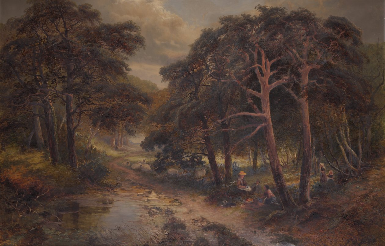 Among the Bluebells (olie på lærred) af Andrew Brandish Holte