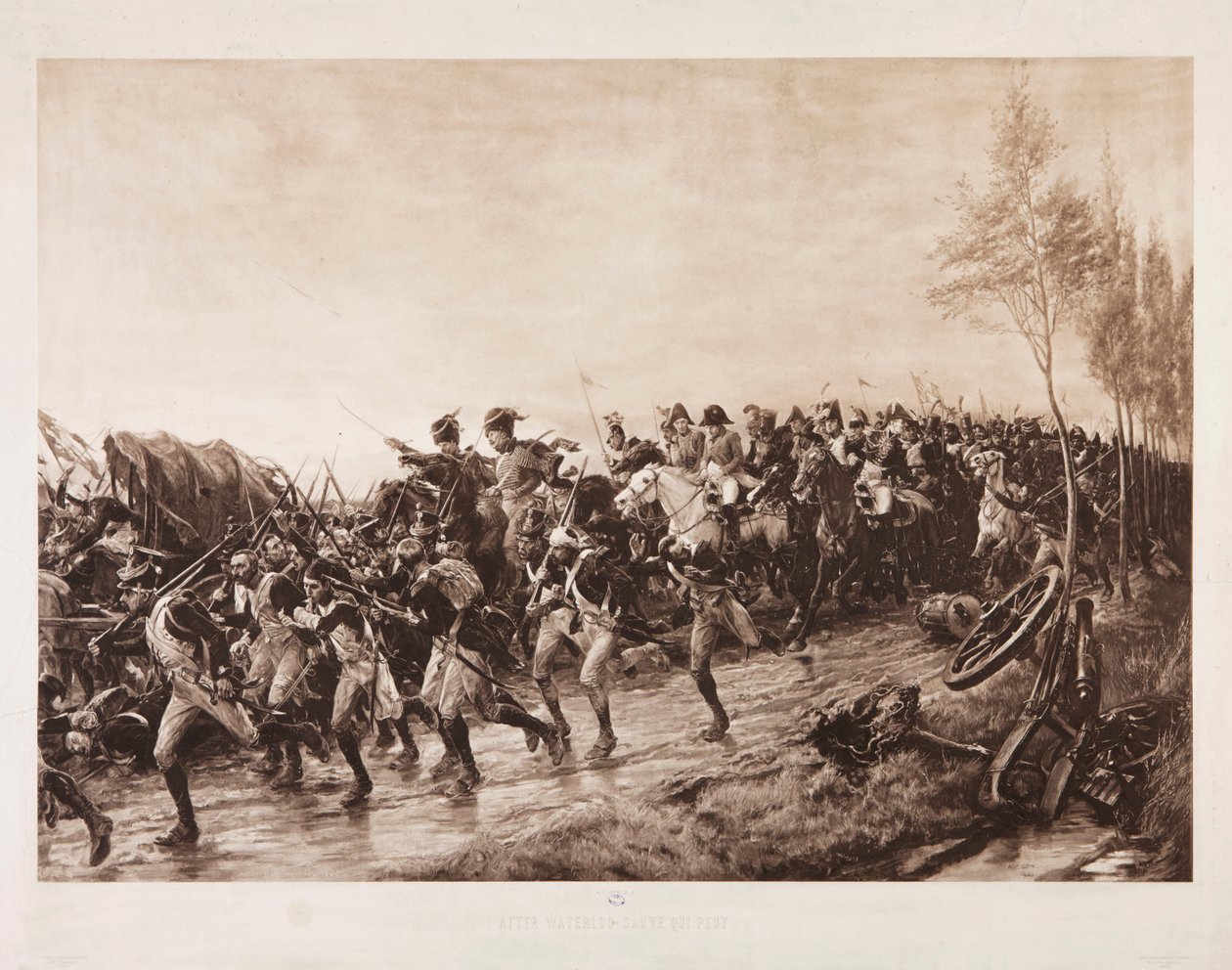 After Waterloo: Every Man for Himself, 1890 (sepia-fotogravure) af Andrew Carrick Gow
