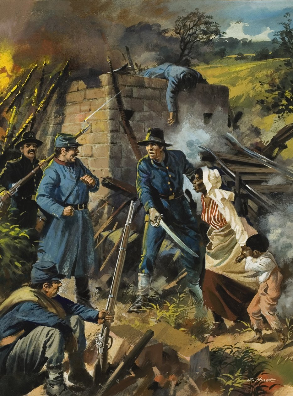 John Brown den 30. august 1856, da han opsnappede en gruppe slaveri-tilhængere (gouache på papir) af Andrew Howat