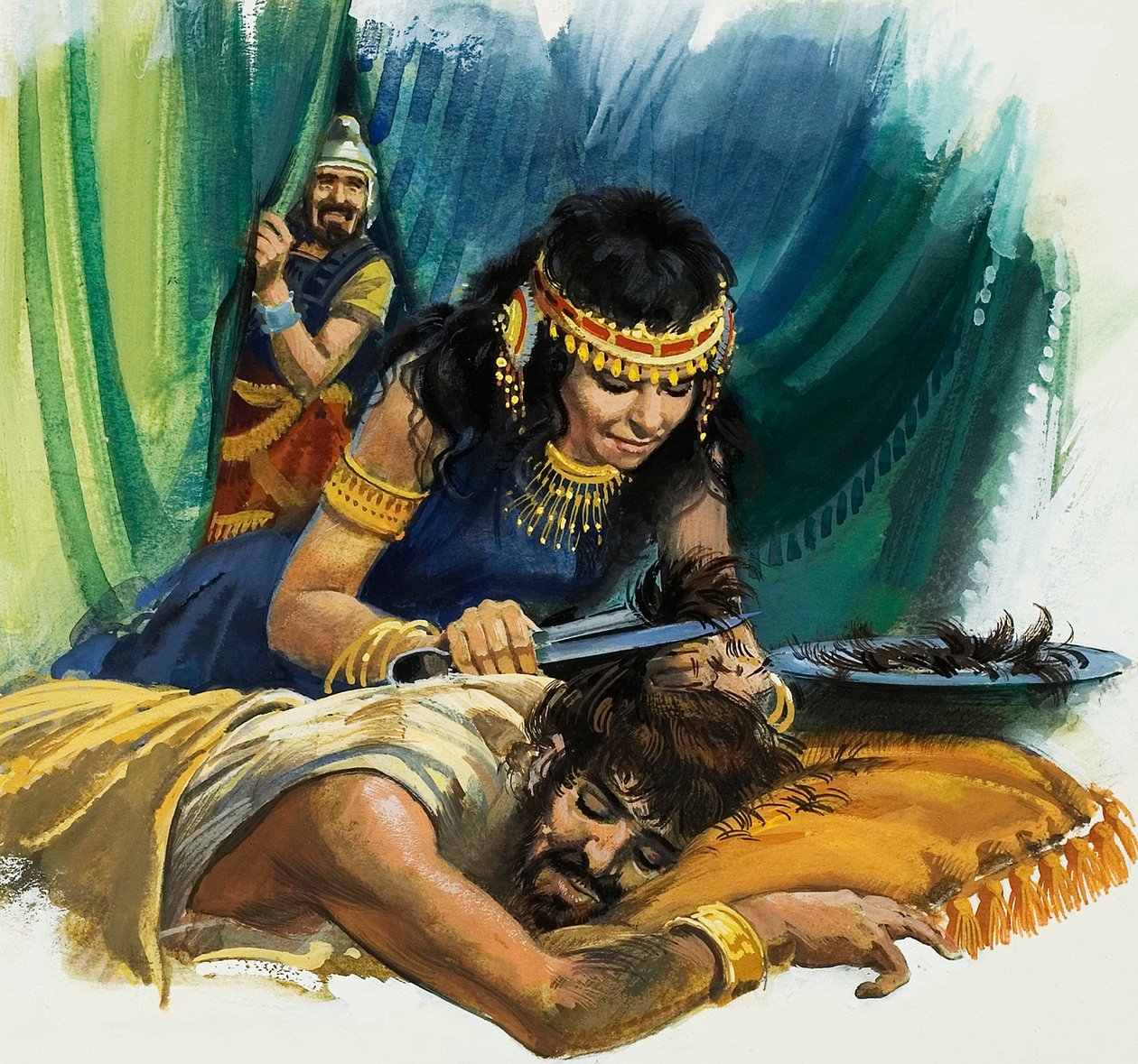 Samson og Dalila (gouache på papir) af Andrew Howat