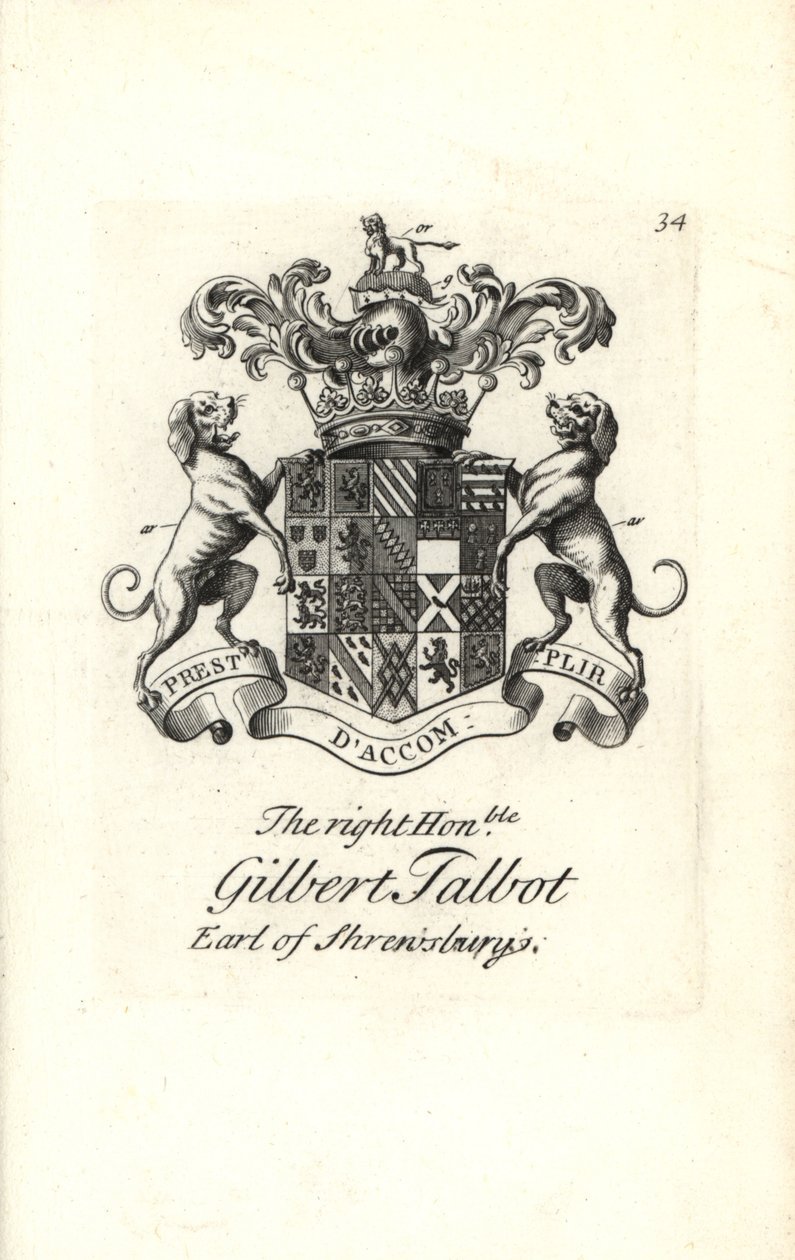 Våbenskjold og våbenskjold af den højre ærede Gilbert Talbot af Andrew Johnston